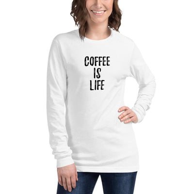 Coffee is Life - Unisex Long Sleeve Shirt - White - The Sai Life