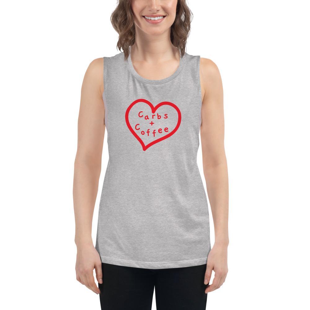 Carbs + Coffee - Women's Muscle Tank - Athletic Heather - The Sai Life