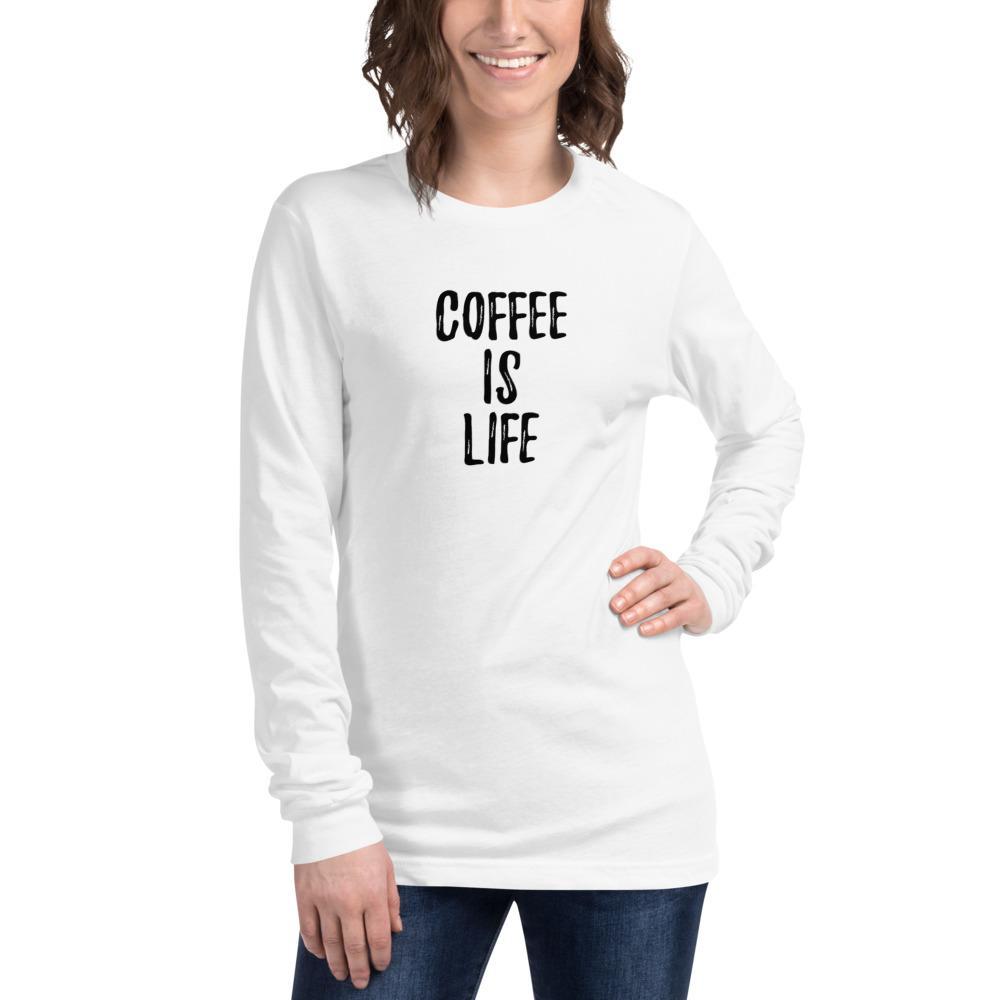 Coffee is Life - Unisex Long Sleeve Shirt - White - The Sai Life