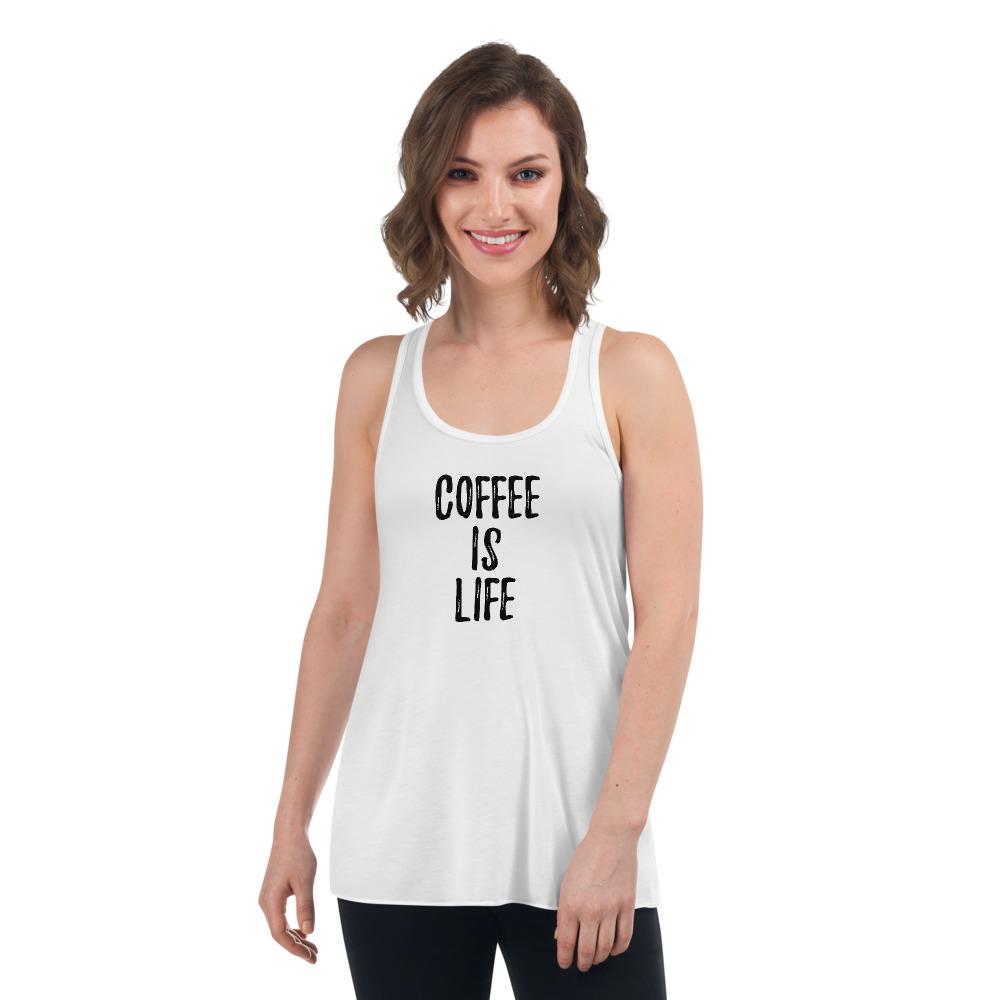 Coffee is Life - Women's Flowy Racerback Tank - White - The Sai Life