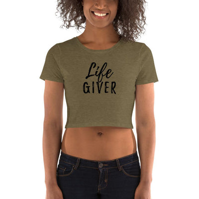 Life Giver - Women's Crop Top - Heather Olive - The Sai Life
