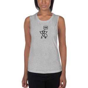 Monkey Om - Women's Muscle Tank - Athletic Heather - The Sai Life