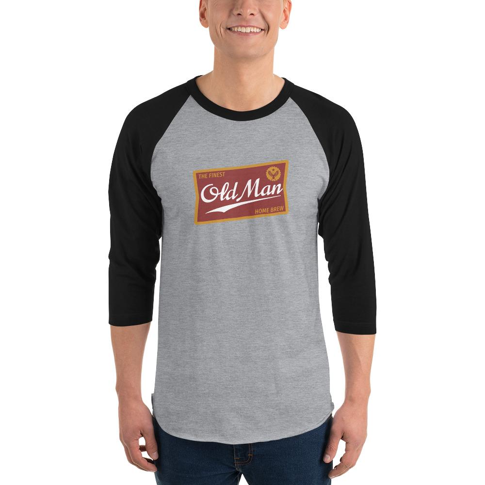 Old Man Home Brew - Unisex Baseball Shirt - Heather Grey/Black - The Sai Life