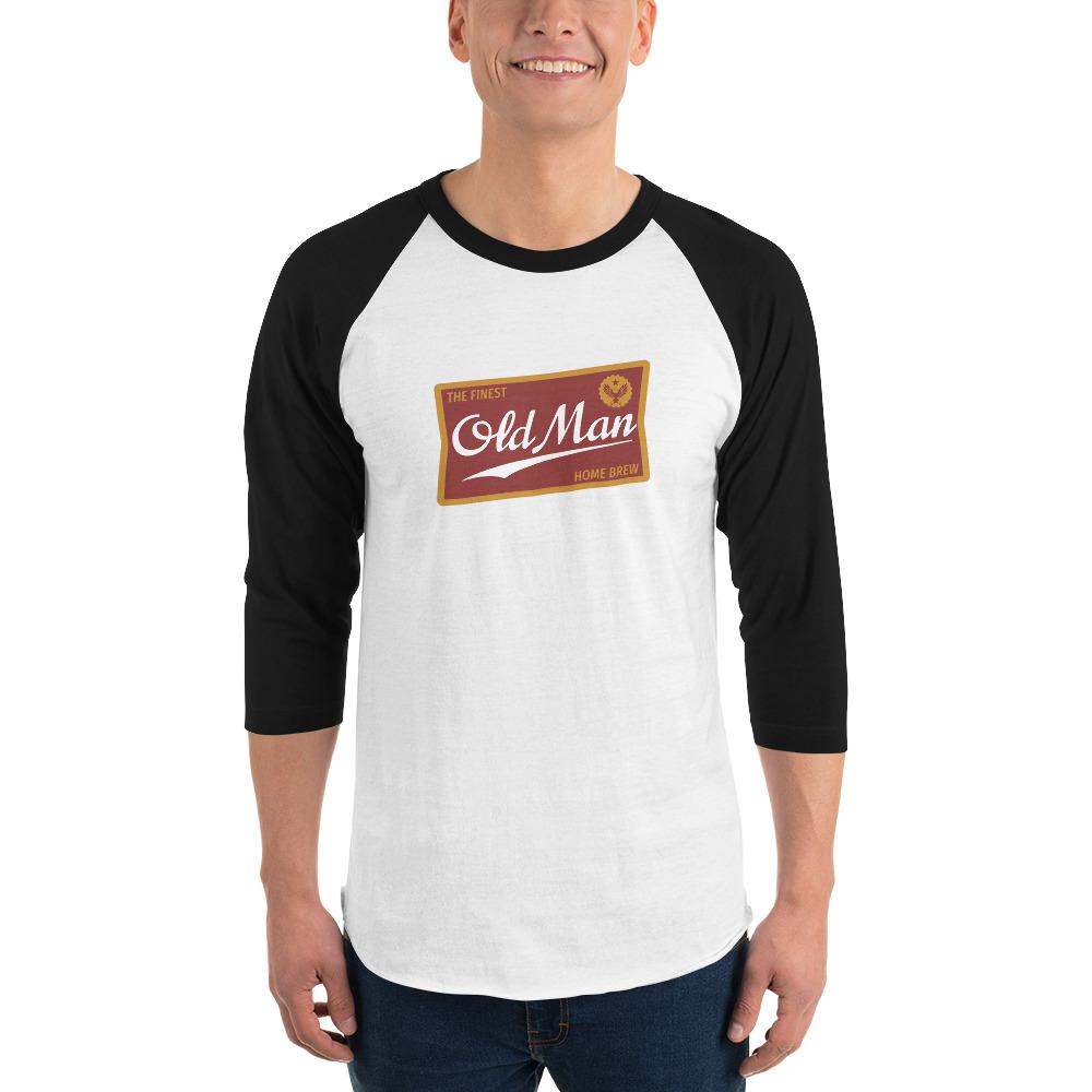 Old Man Home Brew - Unisex Baseball Shirt - White/Black - The Sai Life