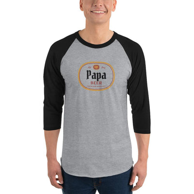 Papa Beer - Unisex Baseball Shirt - Heather Grey/Black - The Sai Life