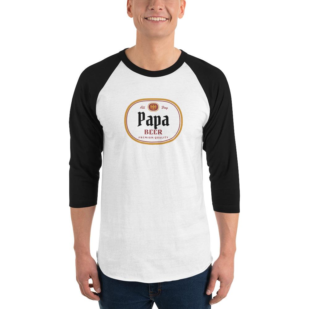 Papa Beer - Unisex Baseball Shirt - White/Black - The Sai Life